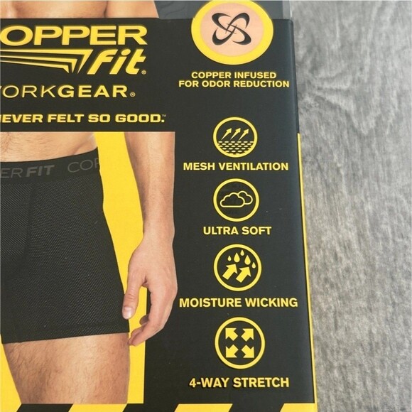 Copper Fit Mens Performance Boxer Briefs SZ M Copper Infused Odor reduction FLEX - Picture 2 of 3